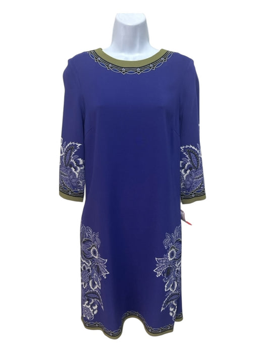 Etro Size S / 40 Purple, Green, Black Viscose Blend Floral Accents Dress Purple, Green, Black / S / 40