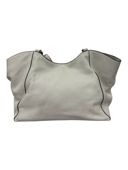 Tory Burch Cream Leather Pebbled Leather Rolled Handles Tote Bag Cream