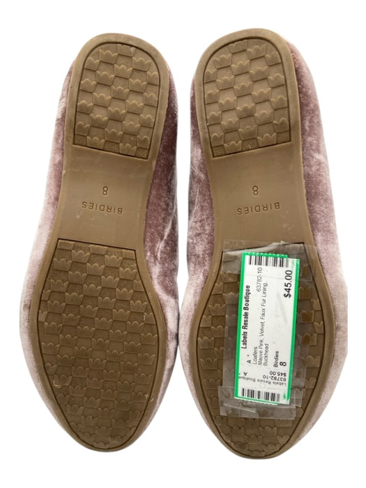 Birdies Shoe Size 8 Mauve Pink Velvet Faux Fur Lining Loafers Mauve Pink / 8