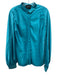 Zhivago Size 10 Teal Blue Polyester Blend Satin Button Up Gold Button detail Top Teal Blue / 10