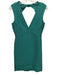 Herve Leger Size M Green Rayon Blend Sleeveless V Neck Back Cut Out Dress Green / M
