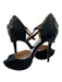 Badgley Mischka Shoe Size 8.5 Black Satin Peep Toe Rhinestone Heel Detail Pumps Black / 8.5