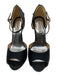Badgley Mischka Shoe Size 8.5 Black Satin Peep Toe Rhinestone Heel Detail Pumps Black / 8.5