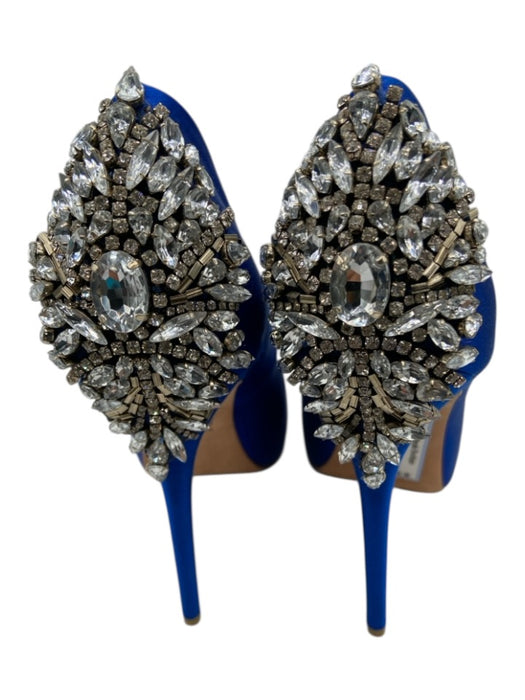 Badgley Mischka Shoe Size 8.5 Royal Blue Satin Peep Toe Rhinestone Pumps Royal Blue / 8.5