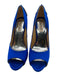Badgley Mischka Shoe Size 8.5 Royal Blue Satin Peep Toe Rhinestone Pumps Royal Blue / 8.5
