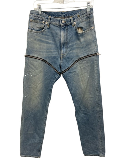 R13 Size 30 Medium light wash Cotton Denim Zipper Detail Button & Zip Fly Jeans Medium light wash / 30