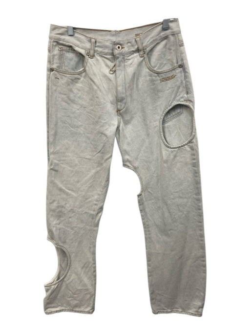 Off-White Size 29 Light Wash Cotton Denim Cut Outs Button & Zip Fly Jeans Light Wash / 29