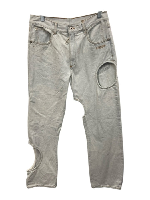 Off-White Size 29 Light Wash Cotton Denim Cut Outs Button & Zip Fly Jeans Light Wash / 29
