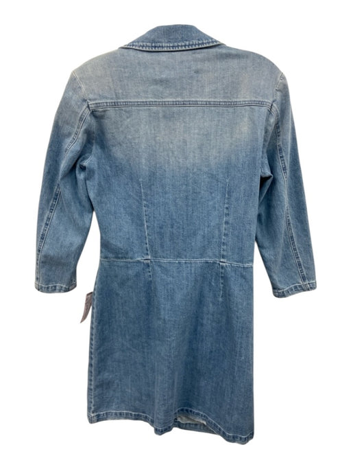 Retrofete Size M Medium light wash Cotton Blend Denim Blazer Ruched Dress Medium light wash / M
