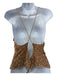 Retrofete Size L Taupe & Gold Nylon Cowl Neck Spaghetti Straps Top Taupe & Gold / L