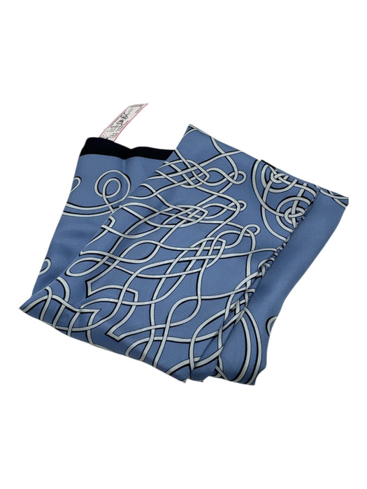 No Brand Blue & White Polyester Satin Abstract Square scarf Blue & White / One Size