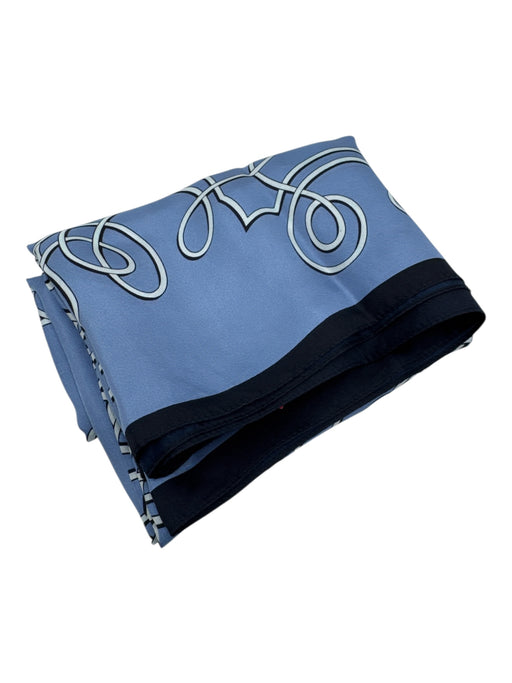 No Brand Blue & White Polyester Satin Abstract Square scarf Blue & White / One Size