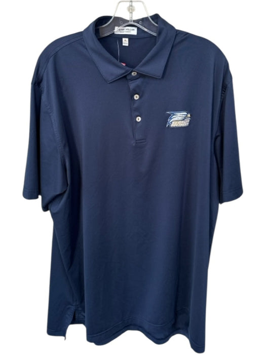 Peter Millar Size XL Navy & White Polyester Blend Solid Golf Men's Polo Navy & White / XL
