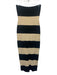 Posse Size S Black & Cream Viscose Striped Sleeveless Elastic Band Midi Dress Black & Cream / S