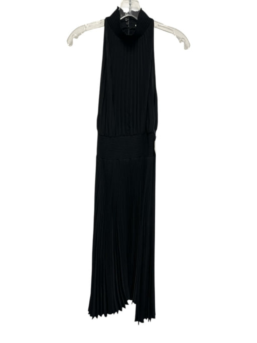 A.L.C. Size 4 Black Missing Fabric Tag Pleats Smocked Waist high neck Dress Black / 4