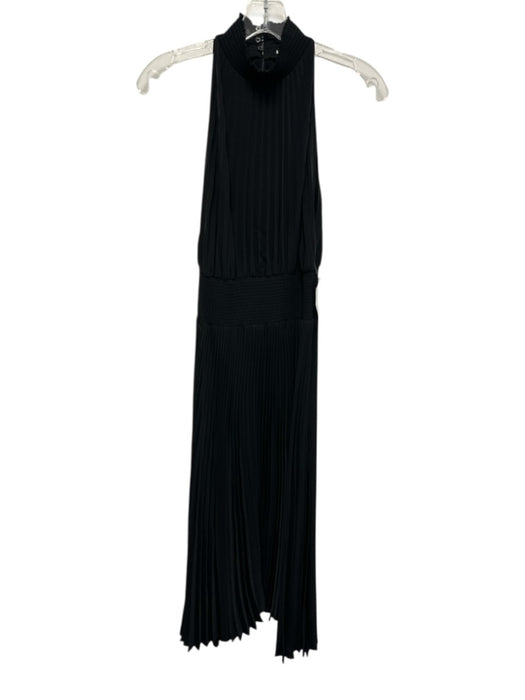 A.L.C. Size 4 Black Missing Fabric Tag Pleats Smocked Waist high neck Dress Black / 4