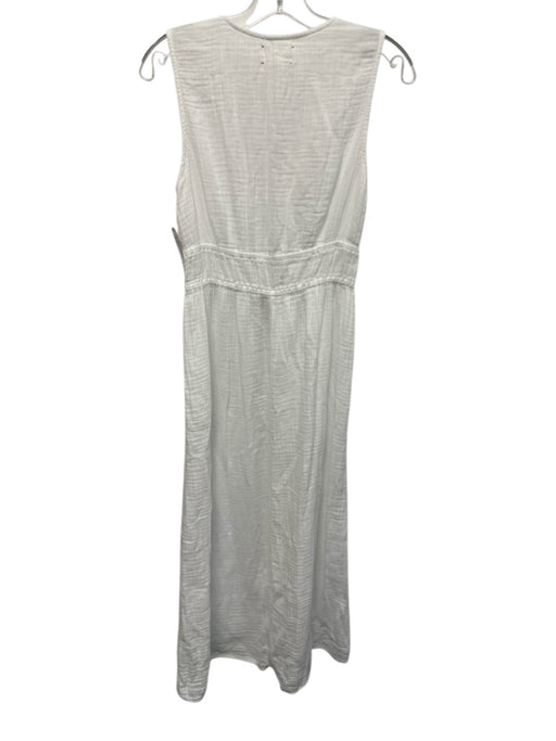 XiRENA Size S White Cotton Sleeveless V Neck Seersucker Midi Dress White / S