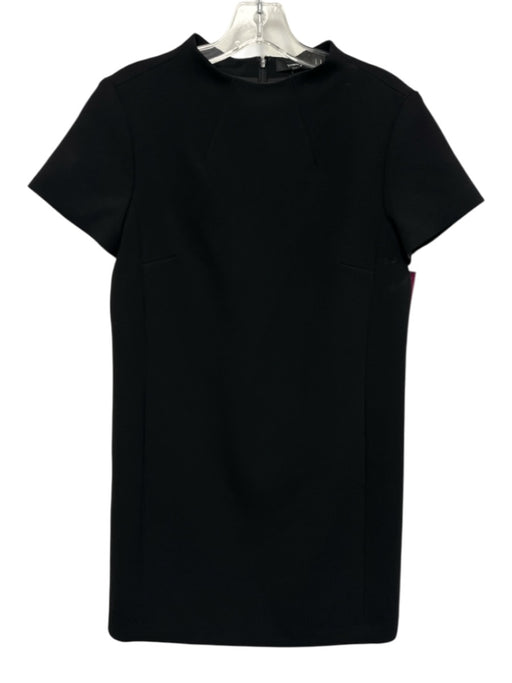 Theory Size 6 Black Triacetate & Polyester Short Sleeve Below Knee Dress Black / 6