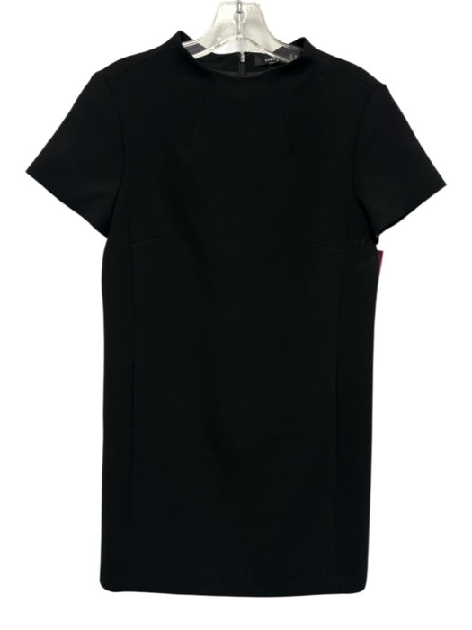 Theory Size 6 Black Triacetate & Polyester Short Sleeve Below Knee Dress Black / 6
