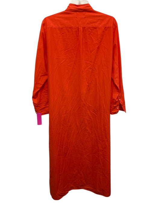 XiRENA Size S Orange Cotton Long Sleeve Long Sleeve Button Collar Dress Orange / S
