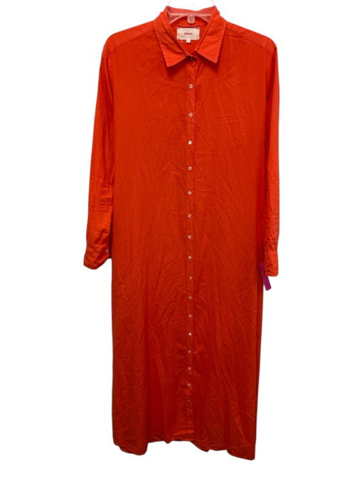 XiRENA Size S Orange Cotton Long Sleeve Long Sleeve Button Collar Dress Orange / S