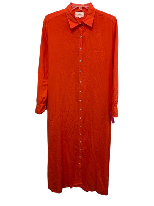 XiRENA Size S Orange Cotton Long Sleeve Long Sleeve Button Collar Dress Orange / S