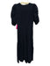 ME+EM Size 4 Black Cotton Puff Half Sleeve Split Neck pleats Midi Dress Black / 4