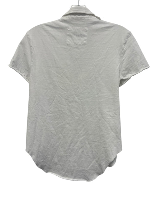 Frank & Eileen Size S White Cotton Short Sleeve Split Neck Polo Top White / S
