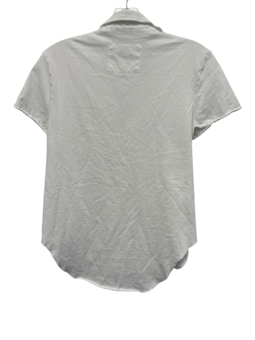 Frank & Eileen Size S White Cotton Short Sleeve Split Neck Polo Top White / S