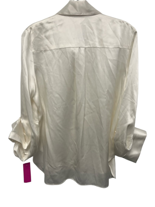 TWP Size XS White Silk Long Sleeve Collar Button Up Top White / XS