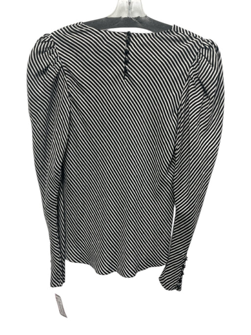 Frame Size S Black & White Silk Long Sleeve Diagonal Stripe V Neck Top Black & White / S
