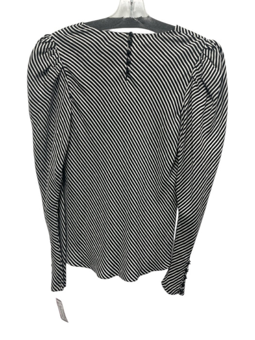 Frame Size S Black & White Silk Long Sleeve Diagonal Stripe V Neck Top Black & White / S