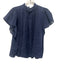 Trovata Birds of Paradis Size S Slate Blue Ramie & Cotton Short Sleeve Sheer Top Slate Blue / S