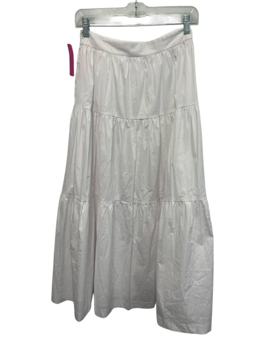 Staud Size 4 White Cotton Maxi Tiered pleats Skirt White / 4