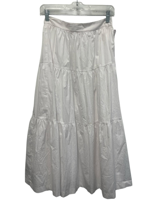 Staud Size 4 White Cotton Maxi Tiered pleats Skirt White / 4