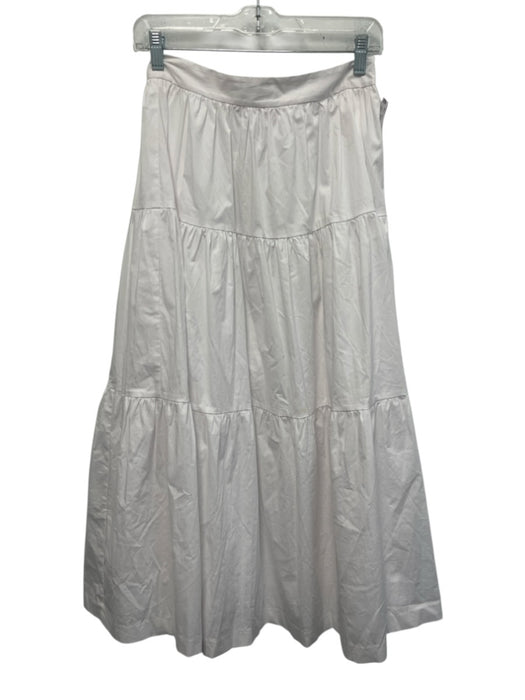 Staud Size 4 White Cotton Maxi Tiered pleats Skirt White / 4
