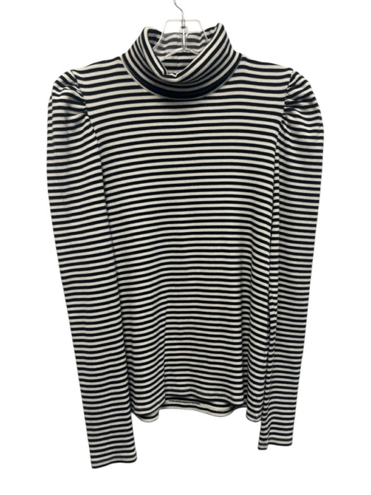 Veronica Beard Jeans Size M Black & White Pima Cotton Blend Ribbed Knit Top Black & White / M