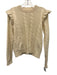 Minnie Rose Size S Cream Beige Cashmere Cable Knit Ribbed Hem Pullover Sweater Cream Beige / S
