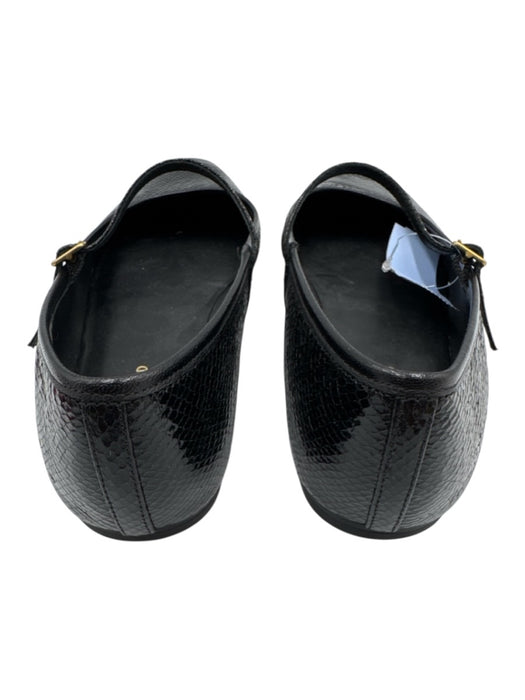 Veronica Beard Shoe Size 8.5 Black Leather Upper Lizard Embossed Shiny Flats Black / 8.5