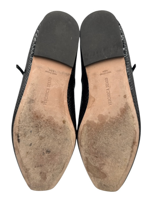 Veronica Beard Shoe Size 8.5 Black Leather Upper Lizard Embossed Shiny Flats Black / 8.5