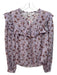 Veronica Beard Size M Purple, Orange, Cream Viscose Blend Ruffle Trim Top Purple, Orange, Cream / M