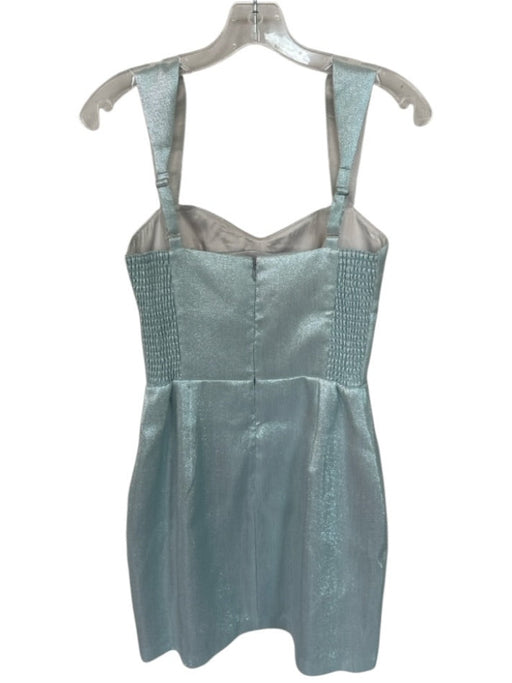 Amanda Uprichard Size S Silver Blue Polyester Blend Glitter Smocked Sides Dress Silver Blue / S
