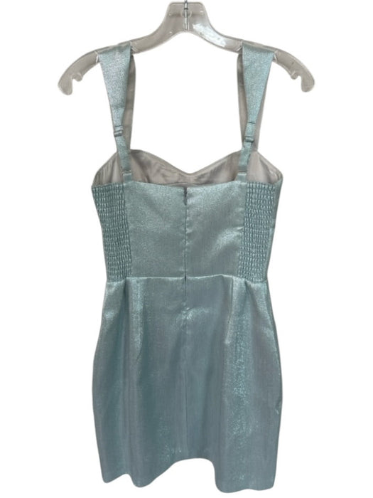 Amanda Uprichard Size S Silver Blue Polyester Blend Glitter Smocked Sides Dress Silver Blue / S
