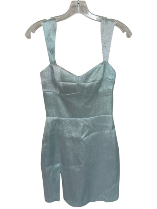 Amanda Uprichard Size S Silver Blue Polyester Blend Glitter Smocked Sides Dress Silver Blue / S