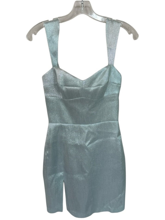 Amanda Uprichard Size S Silver Blue Polyester Blend Glitter Smocked Sides Dress Silver Blue / S