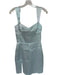 Amanda Uprichard Size S Silver Blue Polyester Blend Glitter Smocked Sides Dress Silver Blue / S