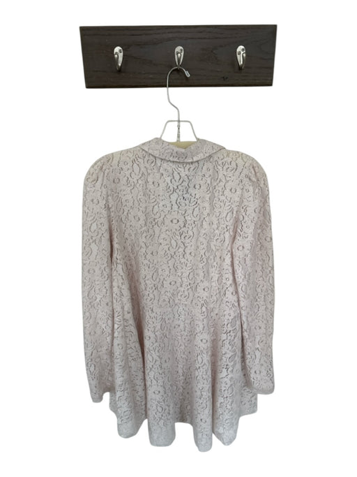 Free People Size XS Cream Polyester Blend Lace Button Up Long Sleeve Mini Dress Cream / XS