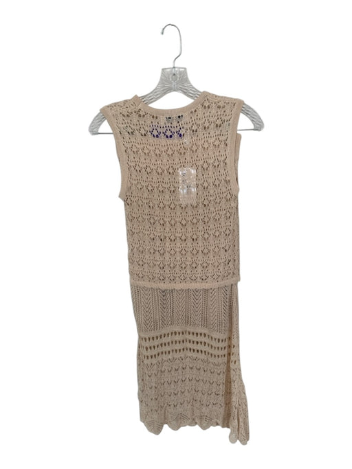 Sadie & Sage Size XS Tan Rayon & Nylon Crochet Sleeveless Maxi Skirt Set Tan / XS