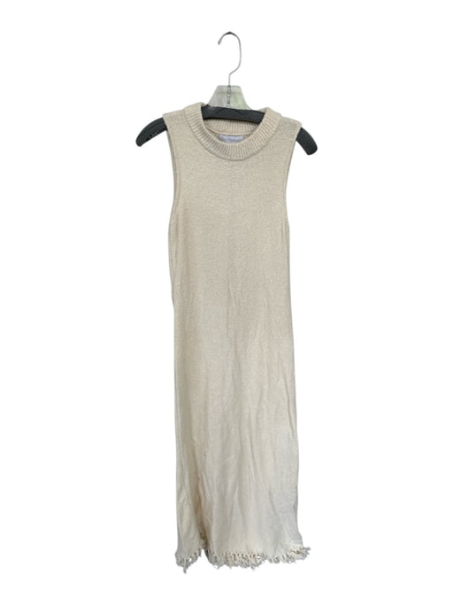 House of Harlow 1960 Size S Cream Cotton & Nylon Knit Tassel Hem high neck Dress Cream / S