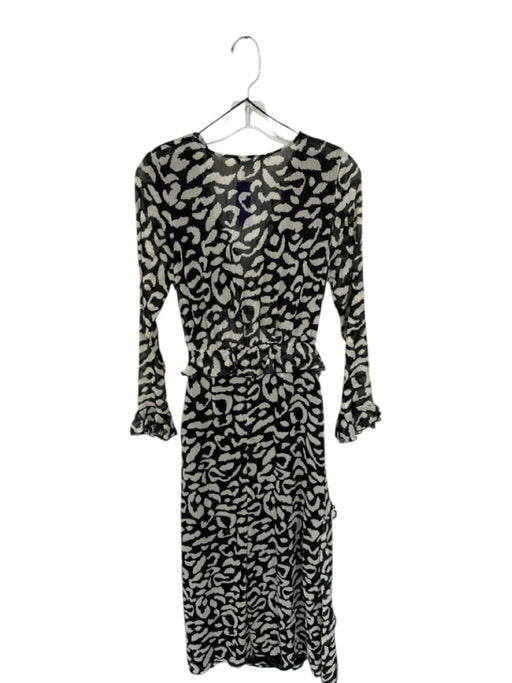 Zara Size S black and cream Polyester Animal Print Long Sleeve Maxi Dress black and cream / S